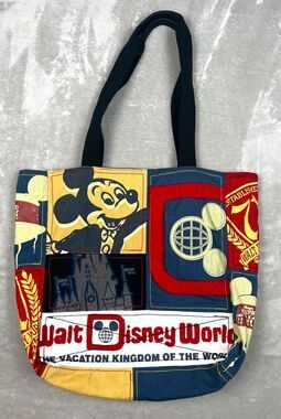 Retro Walt Disney World Large Tote Bag Patchwork Mickey Mouse Theme Park